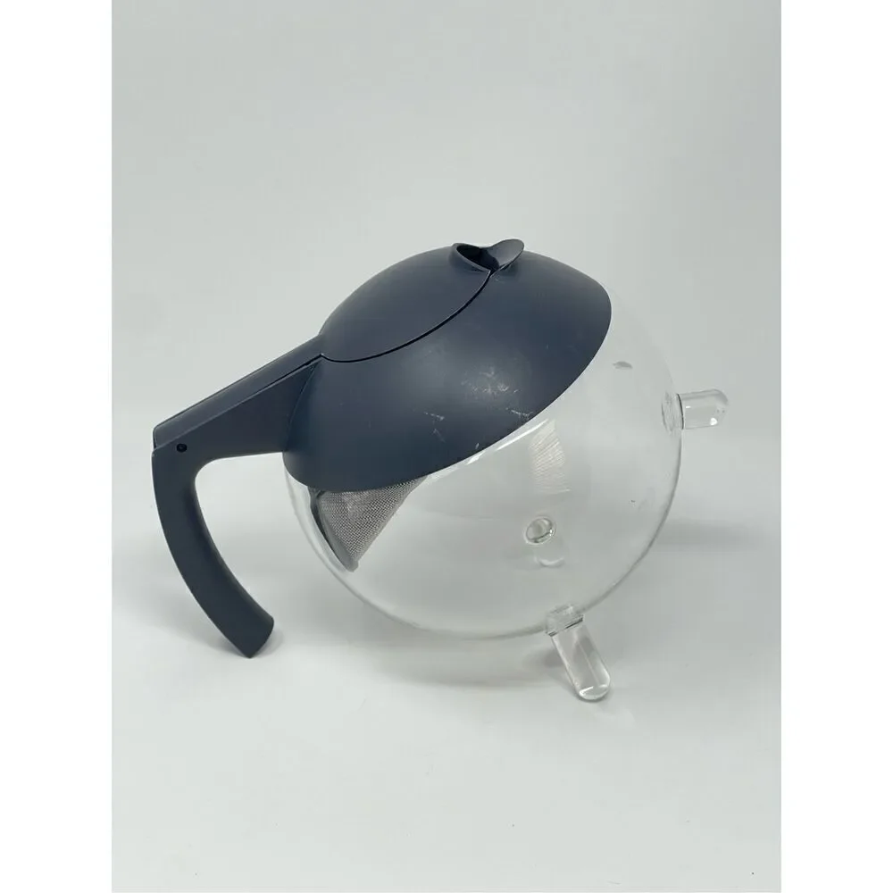 Jenaer Jena Glas GLOBO Tilting Glass Teapot with Lid and Infuser Gray Germany
